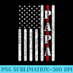 Proud Papa Fathers Day 2021 Red Line Flag Firefighter Funny - Shirt Drawing PNG