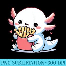 axolotl eating french fries anime cute kawaii axolotl - shirt artwork download