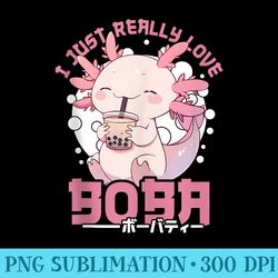 axolotl boba tea kawaii bubble tea axolotl anime neko - png download