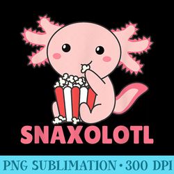 snaxolotl axolotl lovers cute animals eat popcorn axolotl - printable png graphics