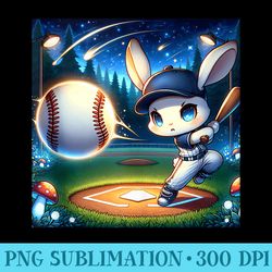 kawaii bunny baseball hit baseball bunny - png download template