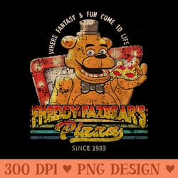 vintage freddy fazbears pizza 1983 - shirt drawing png