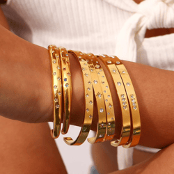 gold starburst cuff bangle bracelet, north star cuff bangle