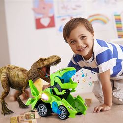 2 in 1 Transforming Dinosaur With Light Music Toy Deformation Car For Kids