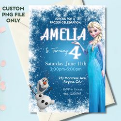 Personalized File Princess Elsa Birthday Invitation | Frozen Birthday Invitation, Printable Frozen Party invite, Winter