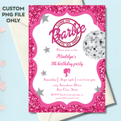 Personalized File Digital Girl's Birthday Party, Invitation for Girl Printable, Instant Download, Hot Pink Birthday