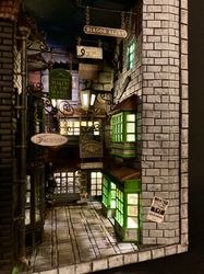 Book Nook Diagon alley, handmade, Book Shelf, Shelf Insert, Bookends, Gift, Booknook, Diorama, Harry Potter