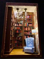 Book Nook Library, handmade, Book Shelf, Shelf Insert, Bookends, Gift, Booknook, Diorama