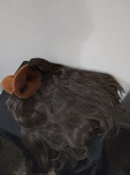 Brown Beanie with Hair Extensions