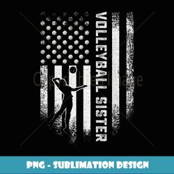 Vintage American Flag Proud Volleyball Sister Silhouette - Exclusive PNG Sublimation Download