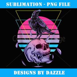 Vaporwave Skull And Crow Retro Aesthetic Pastel Goth Art - Creative Sublimation PNG Download