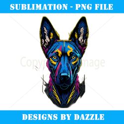Belgian Malinois Colorful Dog Breed Design - Vintage Sublimation Png Download