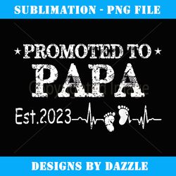 Promoted To Papa Est Pregnancy Announcement - Vintage Sublimation PNG Download