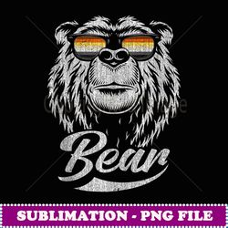 mens bear face with glasses in bear community colors - png sublimation digital download