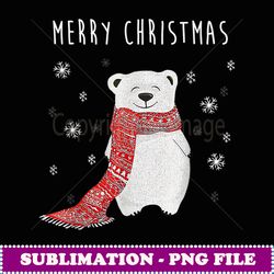 cute polar bear scarf merry christmas xmas holidays - png sublimation digital download