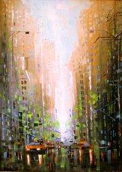 New York Painting ORIGINAL OIL PAINTING on Canvas, Impressionist City Painting Original Art by "Walperion"