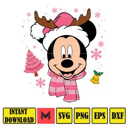 Christmas Svg, Merry Christmas Svg, Pink Christmas Tree, Christmas Mouse and Friends, Christmas Squad, Pink Christmas, X
