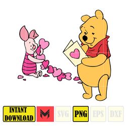 Winnie the Pooh Valentine's Day Png, Winnie the Pooh Png, Baby Pooh Png, Baby Eeyore Png, Winnie the Pooh Clipart,Tigger