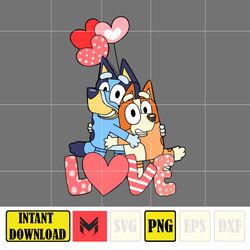 Bluey And Bingo Couple Png, Bluey Valentines Day Png, Blue Dogs Valentine'S Day, Happy Valentine'S Day Png (2)