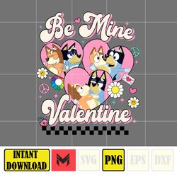 Bluey And Bingo Couple Png, Bluey Valentines Day Png, Blue Dogs Valentine'S Day, Happy Valentine'S Day Png (6)