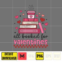 All Booked for Valentines Png, Love Book Retro Valentine Png, Valentine Retro Png, Pink Book Vintage Png, Digital Downlo