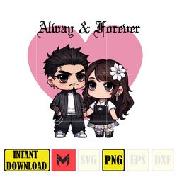 Chicano Always and Forever Couple Png, Valentines Day Png, Spanish Couple Valentine Design, Old School Cholo Couple (8)