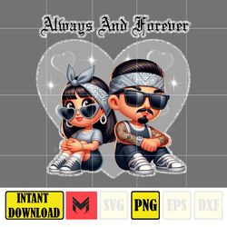10 Chicano Valentine Chola Couple Png, Pink Chicana Valentine Design, Spanish Valentine Png (11)