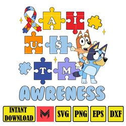 Autism Bluey Awreness Svg, Awreness Svg, Funny Dog And Friends, Character Cartoon Friends, Instant Download (1)