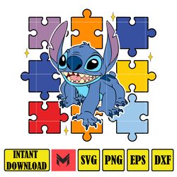 Autism Stitch Svg, Funny Dog And Friends, Character Cartoon Friends, Instant Download (2)