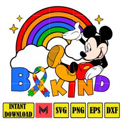 Mickey Be Kind Autism Svg, Funny Dog And Friends, Character Cartoon Friends, Instant Download (1)