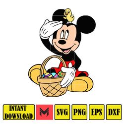Mickey & Pluto Easter Svg, Easter Svg, Silhouette, Mickey Svg, Easter Png, Mickey And Frienda Easter Svg (5)