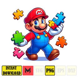 Mario Autism Png, Autism Cartoon Png, Autism Awareness Png, Be Kind Png, Autism Kid Png, Instant Download