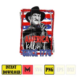 America Since 1776 Freddy Krueger Sublimation Png, 4Th Of July Png, Horror Movie Png, Halloween Scary Movies Horror Png