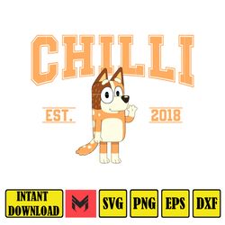 chilli Est 2018 Svg, Designs Blue Dog Svg, Blue Dog Birthday Svg Sublimation, Blue Dog Family Svg, Clipart Sublimation