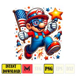 Mario 4Th Of July Png,Funny Cartoon Fourth Of July Png, Cartoon Independence Day Png, 4th Of July Png, 4th of July