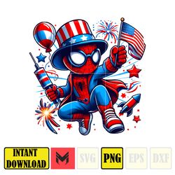 Spider Man 4Th Of July Png,Funny Cartoon Fourth Of July Png, Cartoon Independence Day Png, 4th Of July Png