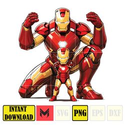 Iron Man Dad Png, Superhero Dad Png, Family Vacation Png, Dad And Son Png, Retro Dad Png, Gift For Dad Png