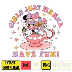 Girls Just Wanna Have Fun Minnie Daisy Png, Cartoon Family Trip 2024 Png, Family Vacation Png, Vacay Mode Png