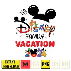 Mickey Disney Family Vacation 2024 Png, Cartoon Family Trip 2024 Png, Family Vacation Png, Vacay Mode Png