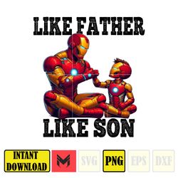 Like Father Like Son Iron Man Dad And Son Png, Father's Day Png, Superhero Dad Png, Like Father Like Son, Dad Life Png