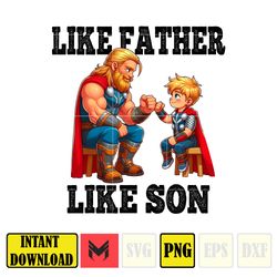 Thor Dad And Son Png, Father's Day Png, Superhero Dad Png, Like Father Like Son, Dad Life Png, Captain Hero Sublimation