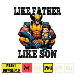 Wolverine Dad And Son Png, Father's Day Png, Superhero Dad Png, Like Father Like Son, Dad Life Png, Captain Hero