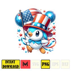 Piplup America Png, Funny Cartoon Fourth Of July Png, Cartoon Independence Day Png, 4th Of July Png