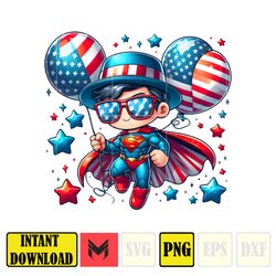 Supper Man America Png, Funny Cartoon Fourth Of July Png, Cartoon Independence Day Png, 4th Of July Png