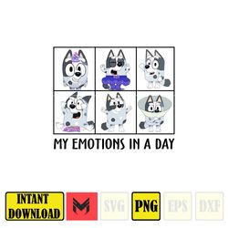 Muffin My Emotions In A Day Png, Bluey Family Matching Png, Bluey Png, Bluey Friends Png, Bluey Birthday Png, Instant Do