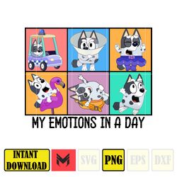 Muffin My Emotions In A Day Png, Bluey Family Matching Png, Bluey Png, Bluey Friends Png, Bluey Birthday Png