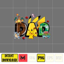 Pokemon Dad Png, Cartoon Dad Png, Characters Letters Png, Doodle Story Png ,Doodle Alphabets Sublimation, Magical Dad