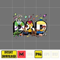 Toy Story Dad Png, Cartoon Dad Png, Characters Letters Png, Doodle Story Png ,Doodle Alphabets Sublimation, Magical Dad