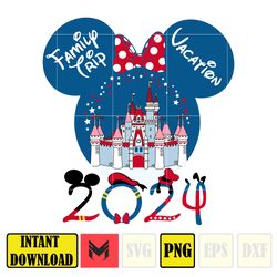 Minnie Family Trip Vacation 2024 Png, Mouse And Friends Png, Magical Castle Png, Retro 4th Of July Png
