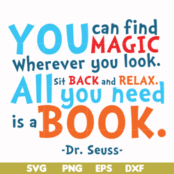 You can find magic wherever you look all you need sit back and relax all you need is a book svg, png, dxf, eps file DR00